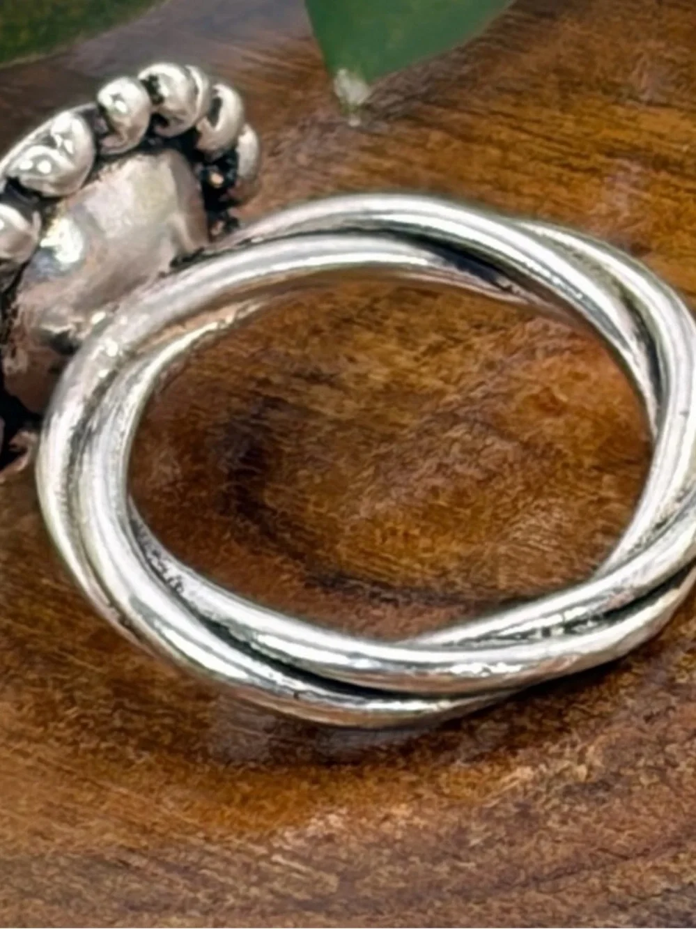Pandora Sterling Silver 925 Grey Moonstone Flower Ring Size 7.25 7.5 or so